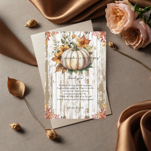 Carte De Remerciements L'Automne Rustique Laisse Petit Baby shower Citrou