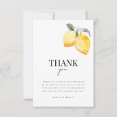 Carte De Remerciements Lavage à l'eau Floral Citron Shower de Mariée (Devant)