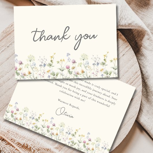 Carte De Remerciements Lavage de Beige Fleur de Mariage