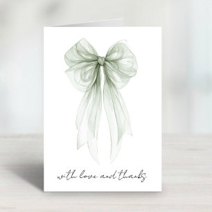 Carte De Remerciements Lavage de Mariage à l'Aquarelle Ruban Coquette Ver