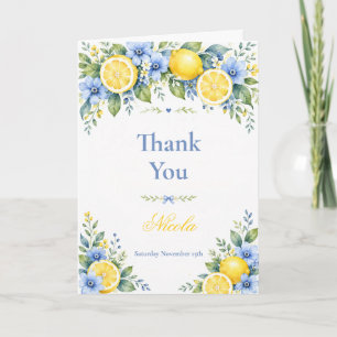 Carte De Remerciements Lavage de mariage bleu citron