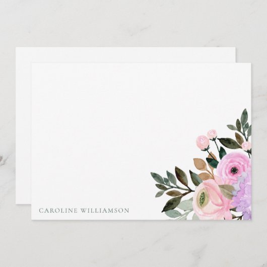 Carte De Remerciements Lavande Aquarelle Fleurie Mariage Sur Mesure (Devant / Derrière)