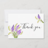 Carte De Remerciements Lavande d'aquarelle et fleurs vertes (Devant)