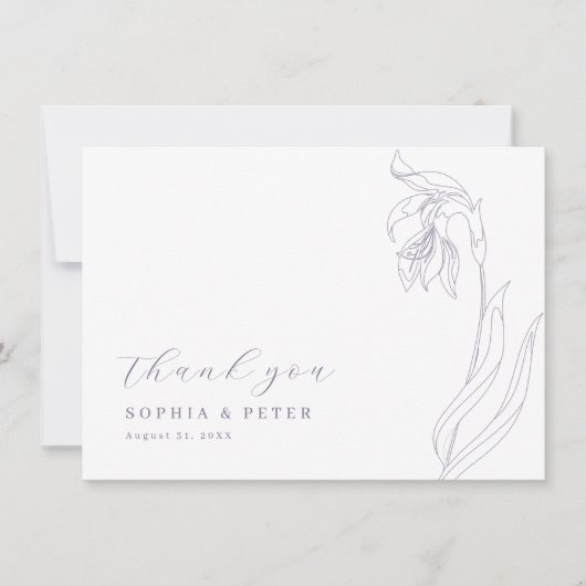 Carte de remerciements Lavande de fleur de ligne (Devant)