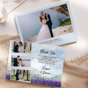 Carte De Remerciements Lavande de Montagne 4 Photos de Mariage
