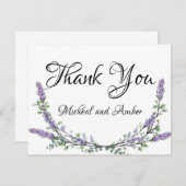 Carte De Remerciements Lavande et Eucalyptus (Devant / Derrière)