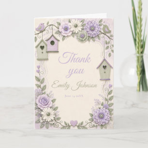 Carte De Remerciements Lavande et Vert Sauge Fête de Mariage