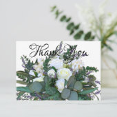 Carte De Remerciements Lavande Eucalyptus blanc roses verdure (Debout devant)