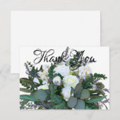 Carte De Remerciements Lavande Eucalyptus blanc roses verdure (Devant / Derrière)