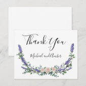 Carte De Remerciements Lavande Eucalyptus rose roses roses blanches (Devant / Derrière)