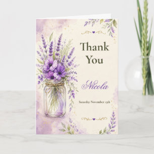 Carte De Remerciements Lavande Fête de Mariage Florale