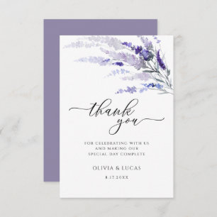 Carte De Remerciements Lavande Floral Fleur sauvage Lilac Mariage