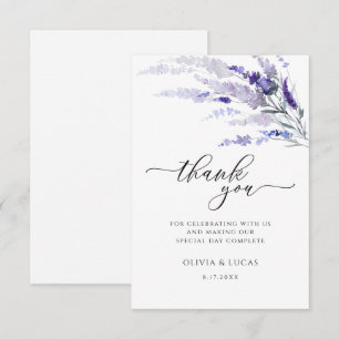 Carte De Remerciements Lavande florale Lilac Fleur sauvage botanique Mari