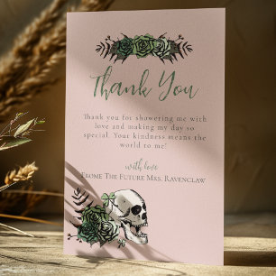 Carte De Remerciements Lavande Rose Floral Crâne Vert Roses Mariage