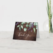 Carte De Remerciements Lavande rustique et Eucalyptus | Bois (Devant)