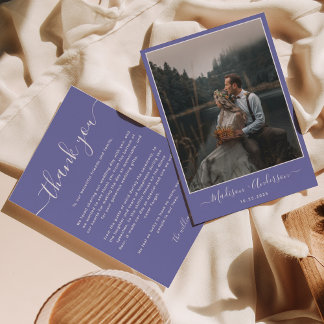 Carte De Remerciements Lavande violette moderne avec deux Mariages photo