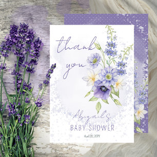 Carte De Remerciements Lavender Boho Un Petit Baby shower Fleur sauvage