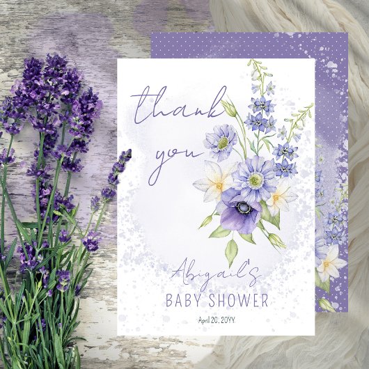 Carte De Remerciements Lavender Boho Un Petit Baby shower Fleur sauvage