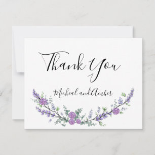 Carte De Remerciements Lavender Eucalyptus violet roses