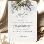 Carte de remerciements Lavender Mariage de script 