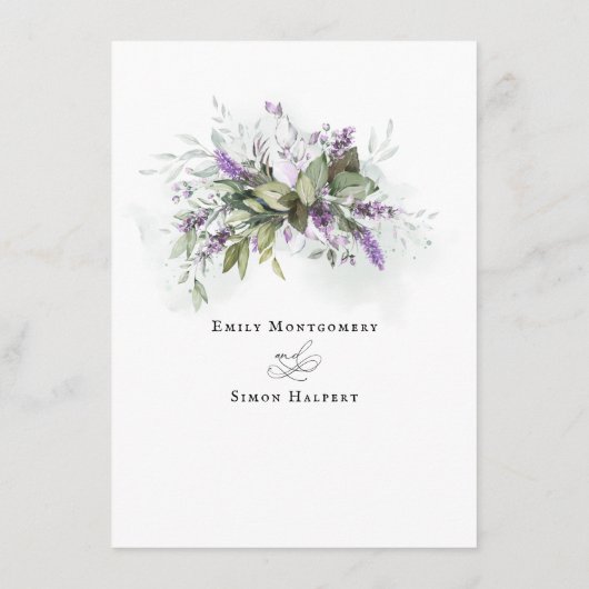 Carte de remerciements Lavender Mariage de script  (Dos)