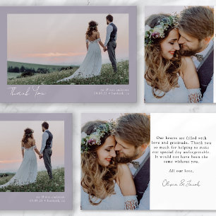 Carte De Remerciements Lavender Minimalist 2 Mariage de calligraphie phot