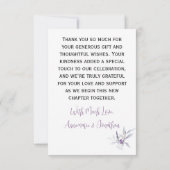 Carte De Remerciements Lavender Peonies and White Roses Wedding Thank You (Dos)