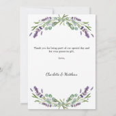 Carte De Remerciements Lavender violet florals wedding (Dos)