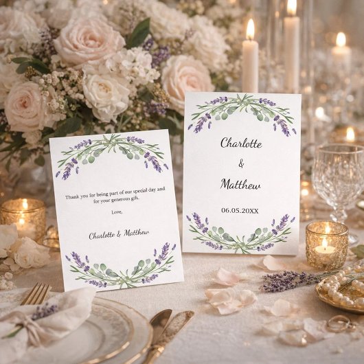 Carte De Remerciements Lavender violet florals wedding