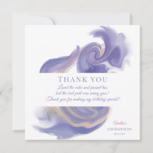 Lavender Watercolor Abstract Birthday Thank You Ca