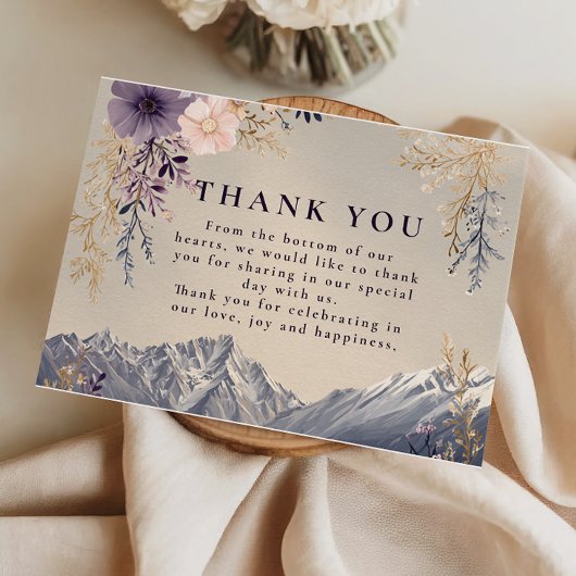 Carte De Remerciements Lavender Wildflower Mountain Wedding