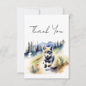 Carte De Remerciements L'aventure à thème Wolf attend le baby shower (Devant)