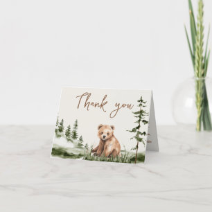 Carte De Remerciements L'aventure attend le baby shower de l'ours foresti