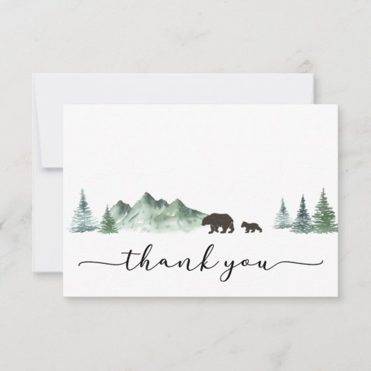 Carte De Remerciements L'aventure commence le Baby shower de l'ours (Devant)