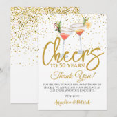 Carte De Remerciements Le 50e anniversaire encourage les cocktails (Devant / Derrière)