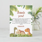 Carte De Remerciements Le Baby shower de verdure de Cute Dinosaur (Debout devant)
