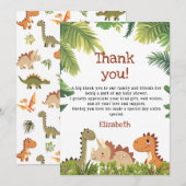Carte De Remerciements Le Baby shower de verdure de Cute Dinosaur (Devant / Derrière)