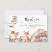 Carte De Remerciements Le Baby shower des animaux des bois (Devant)