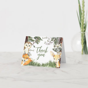 Carte De Remerciements Le Baby shower forestier des animaux des bois