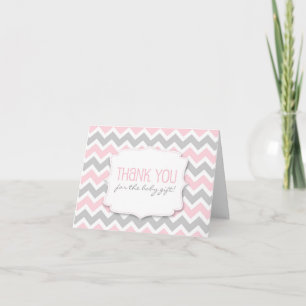 Carte De Remerciements Le baby shower gris rose de Chevron vous