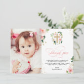 Carte De Remerciements Le Baptême de la Première Communion L'Or Rose (Debout devant)