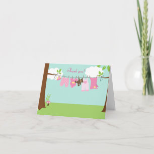 Carte De Remerciements Le bébé de corde à linge (fille) a plié des notes