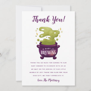 Carte De Remerciements Le bébé d'Halloween brasse le Baby shower de Cauld