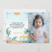 Carte De Remerciements Le Big One, photo d'anniversaire Surf (Devant)