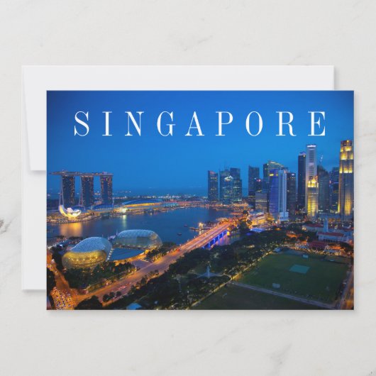 Carte De Remerciements Le centre-ville de Singapour la nuit (Devant)
