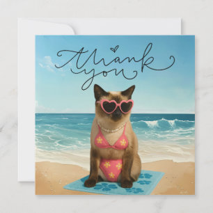 Carte De Remerciements Le chat est sur la plage