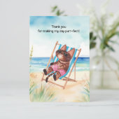 Carte De Remerciements Le chat est sur la plage (Debout devant)