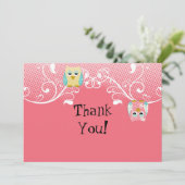 Carte De Remerciements Le Chouette à la lueur de Whimsical Chouette Choue (Debout devant)