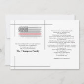 Carte De Remerciements Le drapeau rouge FireFighter dans les funérailles  (Dos)