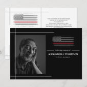 Carte De Remerciements Le drapeau rouge FireFighter dans les funérailles  (Devant / Derrière)